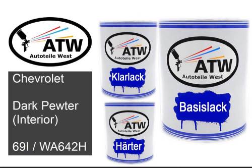 Chevrolet, Dark Pewter (Interior), 69I / WA642H: 1L Lackdose + 1L Klarlack + 500ml Härter - Set, von ATW Autoteile West.